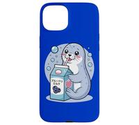 Fumetto Sigillo Bere Mirtillo Latte Giapponese Carino Custodia per iPhone 15 Plus