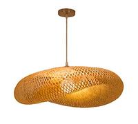FUMIMID Lampada A Sospensione Fatta A Mano Paralume in Rattan Plafoniera in Bambù Forma Di Nuvola Vimini Lanterna Lampadario Per Camera Da Letto Soggiorno Corridoio Illuminazione Decorativa,80cm