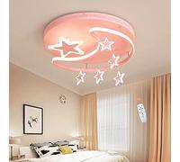 FUMIMID Lampada Da Soffitto A LED Per Bambini Dimmerabile Con Telecomando Plafoniera Star Moon Lampadario Moderna Ragazze Ragazzi Luci Per Interni Camera Da Letto Soggiorno,Rosa,42cm