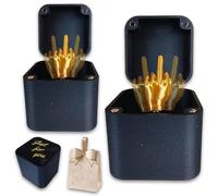FUMIOS Scatola Regalo a Sorpresa con Dito Medio, fastidiosa Scatola Regalo con Anello Nero a Forma di Dito Medio, Regalo di Natale Divertente e Originale per scrivania da Ufficio (2PC)