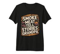 Fumo Carne Raccontare Storie Nonno BBQ Grilling Maglietta Premium