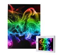 Fumo colorato astratto nero,Puzzle in legno da 500 pezzi per adulti e adolescenti