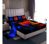 Fumo Gamer Set di lenzuola per giochi video lenzuola per bambini ragazzi ragazze gioco pulsanti letto set blu rosso gioco pad lenzuola singolo formato