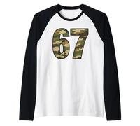 Fun 67 Six Seven Hunting Camo 6 7 Meme Gen Alpha Camouflage Maglia con Maniche Raglan