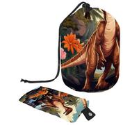 Fun Art - Trousse da viaggio con dinosauro e mondo dei dinosauri, borsa per cosmetici da donna, pieghevole, con coulisse, borsa da toeletta portatile, Fun Art Dinosaur World,