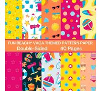 Fun Beachy Vaca Themed Scrapbook Paper 40 Pages 20 Sheets: Double Sided Pattern Paper for Scrapbooking, Card Making, Origami, DIY and More