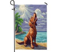 Fun Bloodhound Dog Garden Bandiere 30,5 x 45,7 cm double face per esterno decorativo, Summer Pixel Art Spiagge Chien FrontYard Canvas House Flag, Cucciolo Outdoor Piccola Bandiera Prato Cortile