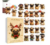 Fun Bulldog Adventt Calendar - 2025 Christmas, 24-Day 2D Acrylic Bulldog Christmas Countdown | Fun Pug Ornaments for Trees, Back View Mirror | Decorative Dog Pendants for Tree, Holiday, Dog's Lover