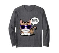 Fun Cat Lover Meow Whats Up Moms Dads & Fans giocosa novità Maglia a Manica