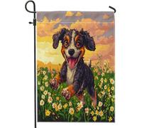 Fun Catahoulas Leopard Dog Garden Bandiere 30,5 x 45,7 cm double face per esterno decorativo, Spring Pixel Art Daisy Chien FrontYard Canvas House Flag, Puppy Outdoor Small Backyard Prato Bandiera