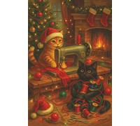 Fun Cats at Christmas Sewing Journal -120 page lined Notebook Gift for Quilters and Sewists: A festive sewing-themed notebook with playful cats, perfect for holiday projects and creative journaling