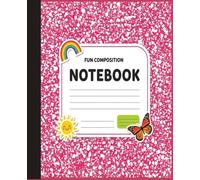 FUN COMPOSITION NOTEBOOK: Pink Glitter Sparkle Design for Girls, Teenagers and Kids, Students & Teachers | Cute Wide Ruled Journal with Bright, ... Cover Butterfly Aesthetic | Back to School