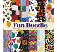 Fun Doodle Scrapbook Paper Craft Pad: 12 Colorful Doodling Designs, 36 Double-Side Sheets Printed on 8.5"x8.5" Size Paper. Great For Card Making, ... Junk Journal, DIY School Project and More!