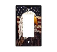 Fun Eagles 4 luglio Piastra di copertura decorativa interruttore 1 banda singola Rocker, America Independence Day piastra elettrica per camera da letto bagno Decor USA Holiday Standard Size