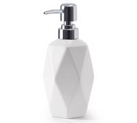 Fun Elements - Dispenser di sapone liquido, in ceramica, 350 ml, per lozioni e lozioni, in porcellana, per cucina, bagno, bagno (bianco)
