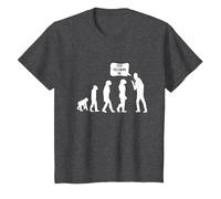 Fun Evolution e Darwin T-Shirt Maglietta, Bambini, Grigio Scuro, 8 Anni