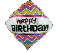 Fun Express Qualatex - Palloncino in mylar con motivo a zigzag "Happy Birthday", 45,7 cm