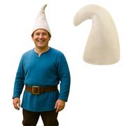 FUN FABLES Cappello da gnomo bianco per adulti, accessorio per costume da uomo e donna, morbido berretto a cono per Halloween, fiabe, elfi, nani, boschi e feste cosplay