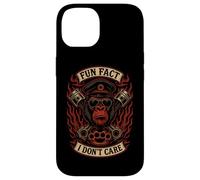Fun Fact I Don't Care Gorilla Skull Biker Motorcycle Funny Custodia per iPhone 14