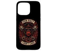 Fun Fact I Don't Care Gorilla Skull Biker Motorcycle Funny Custodia per iPhone 15 Pro Max