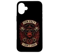 Fun Fact I Don't Care Gorilla Skull Biker Motorcycle Funny Custodia per iPhone 16 Plus