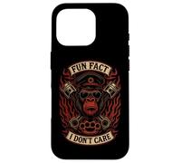 Fun Fact I Don't Care Gorilla Skull Biker Motorcycle Funny Custodia per iPhone 16 Pro