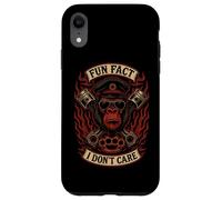 Fun Fact I Don't Care Gorilla Skull Biker Motorcycle Funny Custodia per iPhone XR