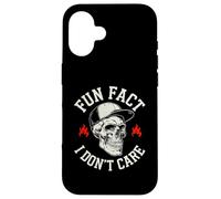 Fun Fact I Don't Care Skull - Divertente design sarcastico Custodia per iPhone 16