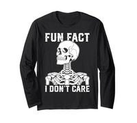 Fun Fact I Don't Care Skull Sarcastic Humor Maglia a Manica