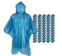 FUN FAN LINE Set da 50 Poncho Antipioggia di Emergenza, Blu