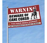 Fun Flags Beware Of Cane Corso Bandiera Divertente Dormitorio Uomini Decorazione Grotta (30 x 45 cm)