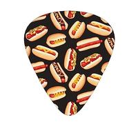 Fun Food - Plettri per chitarra con stampa hot dog, 12 pezzi, in celluloide, per chitarra acustica, elettrica, basso, inclusi 0,46 mm, 0,71 mm, 0,96 mm