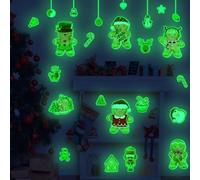 Fun For Kids Holiday Decor Glow in the Dark Christmas PVC Wall Stickers Set, include Babbo Natale, pupazzi di neve, biscotti uomini, adatto per pareti e porte