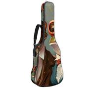 Fun Frog Couple - Custodia per chitarra acustica con 2 tasche, tracolla regolabile e gancio posteriore, adatta per chitarre elettriche, bassi e chitarre classiche, Divertente coppia di rane,