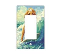 Fun Golden Doodle Dog Switch Cover Placca 1 Gang Single Rocker, Summer Pixel Art Surf Chien Frontalino Elettrico per Camera da Letto Bagno Decor Cucciolo Dimensioni Standard Piastra