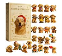 Fun Golden Retriever Calendario dell'Avvento 2025, 24 pezzi 2D Festlichkeit Golden Retriever, ornamenti per cani, decorazioni per albero di Natale, per amanti dei cani e famiglie