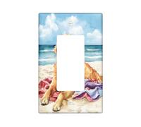 Fun Golden Retriever Dog Decorative Switch Cover 1 Gang Single Rocker, Summer Watercolor Chien Placca da parete, Mascherina elettrica per camera da letto e soggiorno