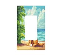 Fun Golden Retriever Dog Switch Cover Placca 1 Gang Single Rocker, Summer Pixel Art Spiagge Chien Piastra Elettrica per Camera da Letto Bagno Decor Cucciolo Dimensioni Standard Piastra