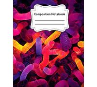 Fun Gummy Worm Composition Notebook: Wide Ruled Candy-Themed Journal for Kids, Teens, and Students: 7.5 x 9.25 in | Colorful Matte Cover | Great Gift for School, Journaling, or Gummi Worm Day