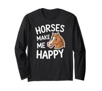 Fun Horses Make Me Happy, per tutti gli amanti degli animali Maglia a Manica