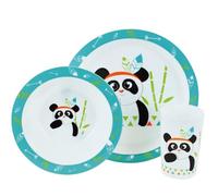 FUN HOUSE 005672 Indian Panda - Set da pranzo con forno a microonde, composto da 1 piatto, 1 ciotola e 1 bicchiere per bambini