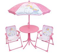 Fun House 46 x Ø46, 2 53 x 38,5 x 1 h. 125 x Ø bambino unicorno salotto da giardino tavolo H.46 x Ø46 cm, due sedie H.53 x L.38,5 x P.37,5 cm e un ombrellone H.125 x Ø 100 cm, rosa