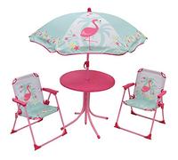 FUN HOUSE 713088 - Salotto da Giardino con 1 Tavolo, 2 sedie Pieghevoli e 1 ombrellone per Bambini, Colore: Rosa
