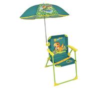 Fun House Bambino Jurassic World 713465 - Sedia pieghevole da campeggio Dinosauri, dimensioni: H.38,5 XL.38,5 x P.37,5 cm + ombrellone Ø 65 cm, multicolore