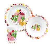 FUN HOUSE GLI AMICI FRUTTA SET PASTI CON UN PIATTO Ø 22 CM, UN PIATTO CAVO Ø 16 CM E UN VETRO 220 ML PER BAMBINO