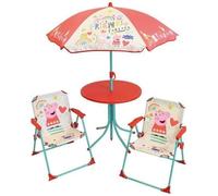 FUN HOUSE - Peppa Pig Mobili Da Giardino - 1 Tavolo H. 46x46cm, 2 Sedie H. 53xl. 38.5xp. 37.5 Cm E 1 Ombrellone H. 125 X 100 Cm - Per Bambini
