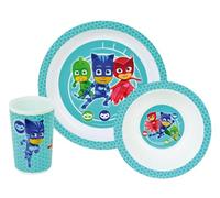 Fun House PYJAMASQUES-Set da Pranzo con 1 Piatto, 1 Ciotola e 1 Bicchiere per Bambini, Polipropilene, Bianco, 26.5 x 8.5 x 24.5 cm