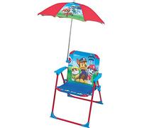 FUN HOUSE Sedia pieghevole per bambini Paw Patrol, con ombrellone, Ø65 cm, altezza 53 cm, larghezza 38,5 cm, profondità 37,5 cm, con licenza ufficiale, mobili da esterno Plen Air, leggera, regalo