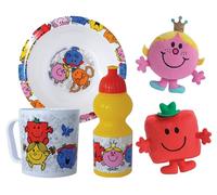 FUN HOUSE Set completo da tavola per bambini con peluche e piatto fondo + borraccia + tazza + 2 peluche | licenza ufficiale | riutilizzabile | marca francese | idea regalo