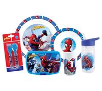 FUN HOUSE Set completo per pranzo Spiderman per bambini, 1 bicchiere + 2 piatti + posate + bottiglia e scatola per gustare | licenza ufficiale | riutilizzabile e forno a microonde | marca francese |